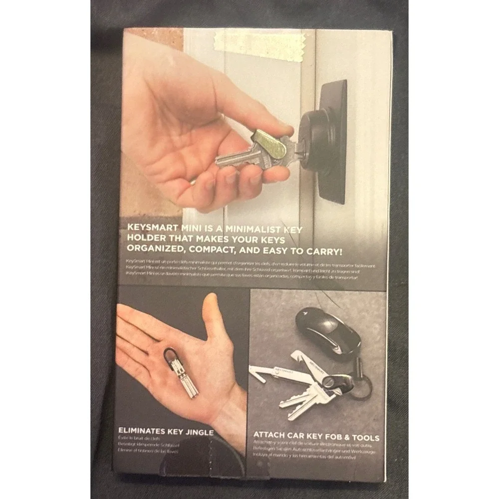 NEW KeySmart Mini Flex Minimalist Key Holder Black Expandable Compact Organizer